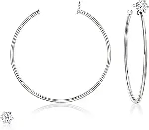 Ross-Simons Italian .50 Ct. T.W. Cz Jewelry Set: Stud Earrings And Hoop Jackets In Sterling Silver