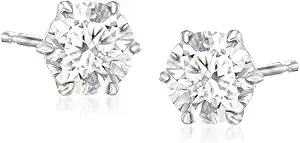 Ross-Simons 1.00 Ct. T.W. Moissanite Stud Earrings In Sterling Silver