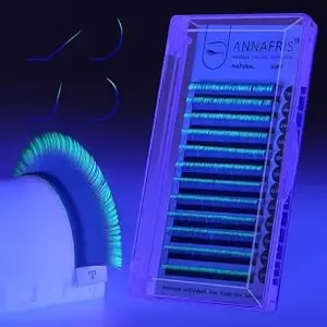 Colorful Individual Eyelash Uv Neon Colored Lashes Extension,Volume Lash Extension False Eyelashes Colored Faux Mink Lashes(Blue Green,0.07 D 8-15mm Mix)