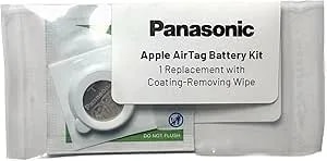 Panasonic Airtag Battery Kit, Size cr2032 With Bitterant Coating-Removing Wipe, Apple-Approved Oem Replacement For Airtag
