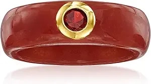 Ross-Simons Red Jade And .30 Carat Garnet Ring With 14kt Yellow Gold