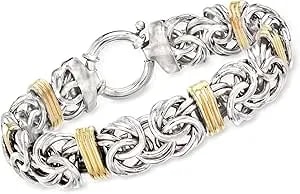 Ross-Simons Sterling Silver And 14kt Yellow Gold Byzantine Station Bracelet