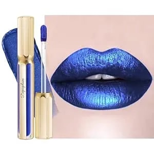 Depuplum Blue Lipsticks For Women Metallic Lipstick Long Lasting Shimmer Lip Gloss Metal Shine Glitter Waterproof Lipsticks Full Coverage Lip Color,dp118 R&B