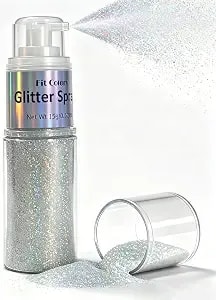 Rainbow Silver Face And Body Glitter Spray For Women, Ultra Fine Shimmer Powder Makeup Glitter Hairspray For Clothes Nail Art Craft Rave Festival Accessories, 0.53oz