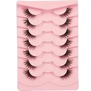 False Eyelashes Natural Half Lashes Cat Eye Clear Band Lashes Fluffy Wispy 3d Faux Mink Lashes Pack Soft Strips Fake Eyelashes 7 Pairs