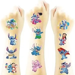 100sheets Stitch Temporary Tattoos Birthday Themed Party Supplies Decoration Favors Cartoon Cute Sticker For Kids Boys Home Activity Class Prizes Carnival Christmas Rewards