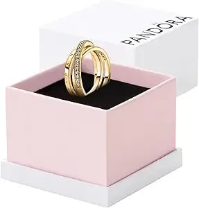 Pandora Signature Crossover Pavé Triple Band Ring - Plated Ring With Cubic Zirconia - Jewelry For Women - Includes Gift Box