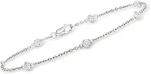 Ross-Simons 0.25 Ct. T.W. Bezel-Set Diamond Station Bracelet In Sterling Silver