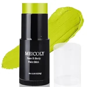Meicoly Light Yellow Face Body Paint Stick,Elphaba Face Paint Makeup,Cream Face Paint For Disgust Goblin Demon Halloween Sfx Special Effects Cosplay Makeup,Waterproof Eye Black Stick