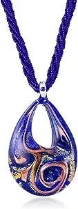 Ross-Simons Italian Murano Pendant Necklace In 18kt Gold Over Sterling