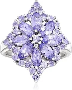 Ross-Simons 2.70 Ct. T.W. Tanzanite Flower Burst Ring In Sterling Silver