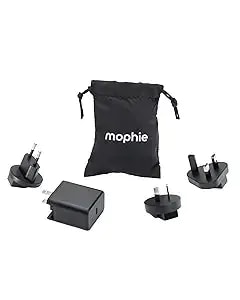 Mophie Speedport 40 Travel Usb-C Gan Charger - 40w European Travel Plug Adapter For Phones, Tablets, Laptops, International Power Adapter With Uk Eu Au Plugs, Folding Prongs & Pouch