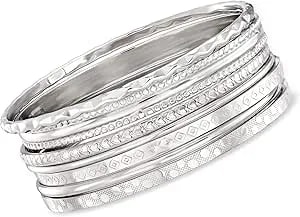 Ross-Simons Italian Sterling Silver Jewelry Set: 7 Assorted Texture Bangle Bracelets