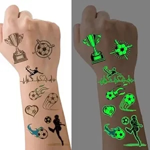 10 Sheets World Cup Soccer Tattoos 2026 Party Supplies Glow In The Dark With Soccer Ball Star Designs Temporary Tattoos For Soccer Birthday Party Decorations, Favors Gifts