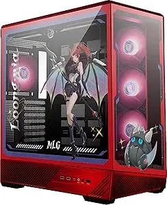 MSI PANO 130R MLG Edition - ATX Mid-Tower Gaming PC Case - 270-Degree Tempered Glass Panel - Liquid Cooling Support Up To 360mm Radiator - Pre-Installed 4X ARGB Fans