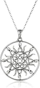Amazon Essentials .925 Sterling Silver Celtic Pendant Necklace For Women, 18" Rolo Chain, Hypoallergenic Women'S Jewelry