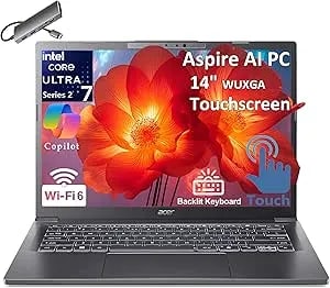 Acer 2026 Aspire Ai Laptop For Business & Creators - Intel Core Ultra 7 258v, 32gb Ram, 1tb Ssd, 14" Fhd Touchscreen, Backlit Kb, Usb-C Hub, Lifetime Office 365, Long Battery Life, Windows 11 H, Gray