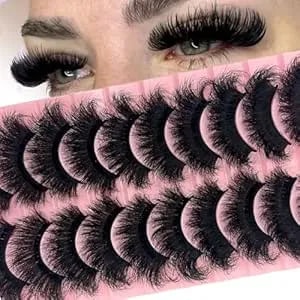 Mink Lashes Fluffy Dramatic 8d Thick 3d Volume 20mm 25mm Big Long Eye Lashes Mink Faux Strip False Eyelashes 10 Pairs Pack yh005