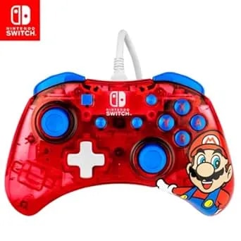 PDP Gaming Rock Candy Wired Power Nintendo Switch Pro Controller, Officially Licensed Lite/OLED Compatible Gamepad, Super Mario (Red)
