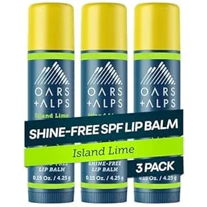 Oars + Alps Lip Suncreen, Spf 18 Lip Balm, Shine Free Sunscreen For Lips, Infused With Vitamin E & Shea Butter, Water & Sweat Resistant, Moisturizing, Hydrating, Island Lime Scent, 3pk