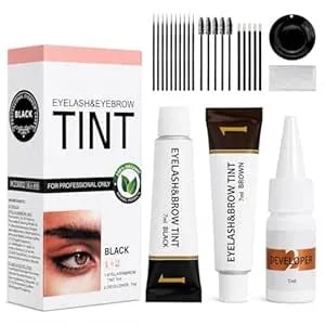 Eyelash & Eyebrow Color Kit, 2-In-1 Lash & Brow Tint Kit With Brush, Black And Brown Brow Color Set For At-Home Diy, Long-Lasting Color Up To 6 Weeks