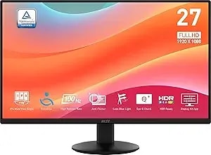 Msi Pro mp242le 24-Inch Ips 1920 X 1080 (Fhd) Computer Office Monitor, 100hz, Adaptive Sync, Hdmi, Displayport, Tilt, 4-Side Slim Bezel 1ms, Black