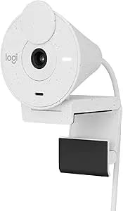 Logitech Brio 300 Full HD Webcam, Auto Light Correction, Noise Reducing Mic, Privacy Shutter, USB-C, Works With Microsoft Teams, Google Meet, Zoom, For Streaming And Video Calling - White