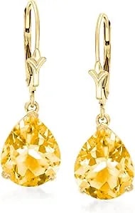 Ross-Simons 6.00 Ct. T.W. Pear-Shaped Citrine Drop Earrings In 14kt Yellow Gold