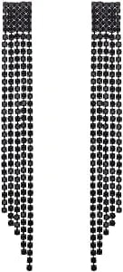 Mlouye Square Rhinestone Chandelier Dangle Earrings For Women Prom Party Jewelry