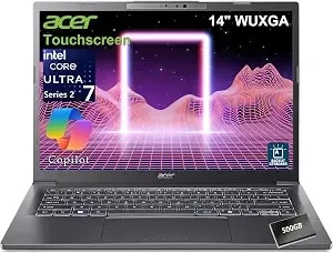 Acer 2026 Touchscreen Laptop Computer, Intel Core Ultra 7 Up To 4.8 Ghz, 32gb Ram, 1tb Ssd, 500gb Ext. Hdd, 14" Wuxga, Backlit Kb, Long Battery Life, Windows 11 Home, Ai Pc For Business & Students
