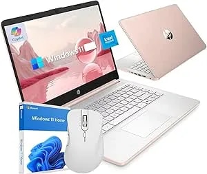 HP Ultrabook 14 Laptop Computer Business Study & Home 2025, MS Office For The Web + Windows 11 Home, Quad-Core Intel CPU, 1.1TB Storage (1TB Onedrive And 128GB SSD), Wifi 6, Rose Gold